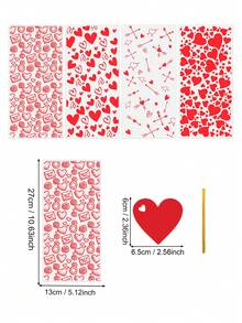 300/240/120/60pcs/Set Valentine's Day Heart Shaped Printed Glassine Paper Gift Bags, Red Heart Glassine Paper Candy Packaging Bags, OPP Plastic Candy Ties, Home Baking Sweets Packaging Bags, Wedding Party Supplies, Valentine's Day Supplies, Food Packaging Bags, Suitable For Valentine's Day, Anniversary, Wedding, Home Baking, DIY Packaging, Baking Packaging Supplies - Multicolor - View 7