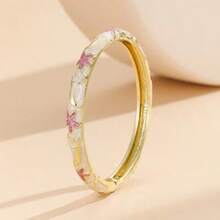 1 chiếc vòng tay tráng men hoa mạ vàng phong cách Bohemian thời trang mới, phù hợp cho phụ nữ và trẻ em gái (Do tráng men, màu sắc có thể thay đổi đôi chút dưới ánh sáng khác nhau) - vòng tay hoa nhỏ - Xem 8