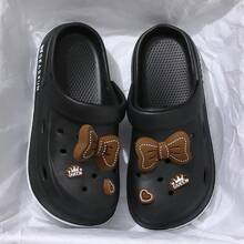 ROMWE Kawaii Women's Breathable Hollow-Out Bow Flat Sandals, Lightweight Indoor & Outdoor Beach Slippers, Multiple Colors - Black (love Bow) - View 7
