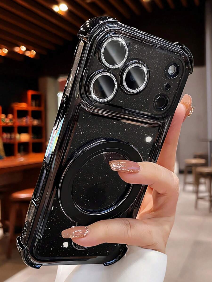 奢华电镀PC材质磁吸保护壳，兼容 17 Pro Max、17 Pro、17 Air、17、16、15、14、13、12 Pro Max、11，支持无线充电，防震，带镜头保护膜