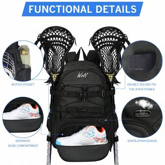 An Essential Hockey Storage Bag For Outdoor Playing, With A Stable And Fixed Rod And Independent Shoe Compartment, And A Breathable Design With Large Capacity, Making It An Excellent Gift For Friends Who Love Playing