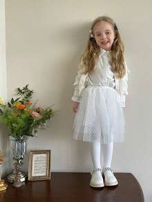 3-Layer Starry Lace Trim Princess Baby Girl Skirt Pants - White - View 7