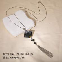 1件/6件套镀银水钻花朵流苏吊坠项链，女士珠宝礼品