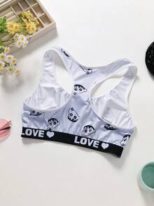 2件套露背蜡笔小新和牛奶印花无钢圈文胸套装，丝滑柔软吊带背心