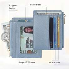 Sodsay Card Case Slim Front Pocket Wallet For Women Credit Card Holder With Keychain - CH Blue Gold - Xem 2