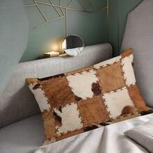 Cow Fur Lumbar Throw Pillow Covers 12x20 Set Of 2 Cowhide Short Pl 11ush Pillows Case Western Farm Animal Skin Plaid Grid Cowboy Rectangle Cushion Cover Decorative Pillowcases For Couch Bed,20inchx12inch(Packof2),BrwonBeige - 棕褐色 - 查看 6