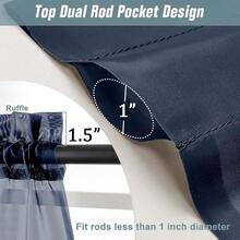 Navy Blue Valances For Windows 14 Inch Length 2 Panels, Small Voile Sheer Curtains For Bathroom, Soft Fabric Lightweight Light Filtering Kitchen Curtains, Dual Rod Pocket, 2x42Wx14L Inches,42inchWx14inchL(Packof2),NavyBlue - 海軍藍 - 查看 4