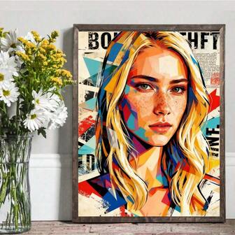 1 pieza Póster personalizado y a medida con estilo de arte pop que presenta fotos de la pareja o fotos familiares, impresión de póster pintada a mano, impresión en lienzo, perfecto para la decoración del hogar, la sala de estar y el dormitorio, con opción de enmarcado, un regalo ideal