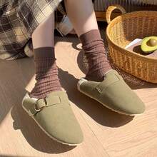 Suede Plush Slippers, Soft Bottom Anti-Slip Fluffy Warm Thermal Slippers, Wholesale Indoor Slippers For Autumn/Winter - Olive Green - View 3