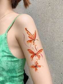 4 Sheets Body Art Temporary Tattoos For Women,Colorful, Romantic, And Elegant Butterfly Designs.Waterproof Fake Tattoos,Lasting 2-5 Days,Can Be Used On The The Arms, Neck, Shoulders, Chest, Waist, And Legs. Perfect For Festivals, Parties, Weddings, Gifts, And Music Festivals. - Multicolor - View 6