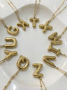 精致字母项链，女士字母吊坠，不锈钢链条，颈链，日常派对饰品，圣诞礼物 - 彩色 - 查看 2