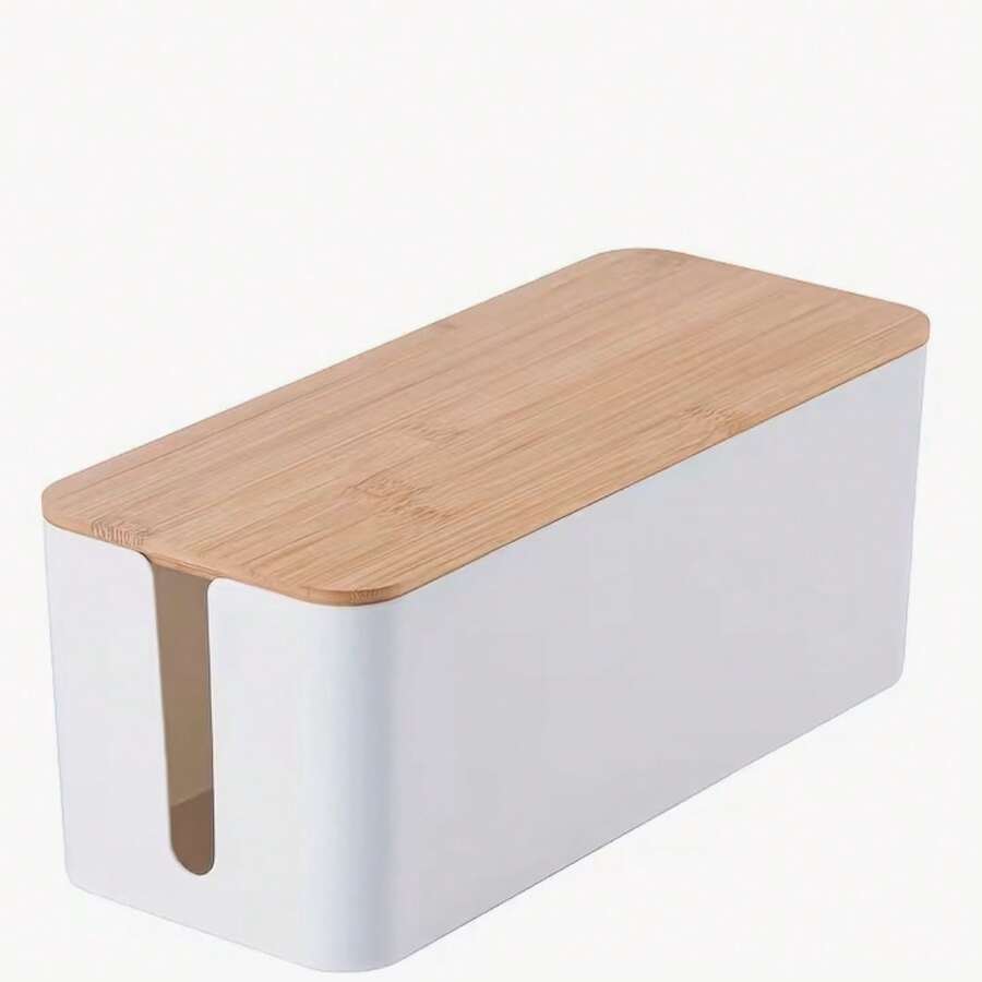 Caja de almacenamiento de alambre de madera, organizador de cables de alimentación, organizador de toma de corriente a prueba de polvo, enrollador de cables para el hogar