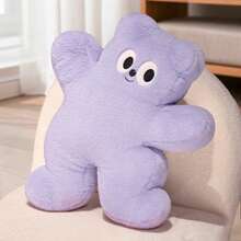 Almohada de peluche de dibujos animados con forma de oso, juguetes de peluche suaves para adultos, decoración del hogar - Morado - Ver 3