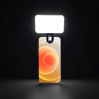 1 件 LED 补光灯自拍灯，便携式迷你夹式补光灯，LED 补光灯自拍灯，适用于手机和电脑、化妆、Zoom 会议、直播、Vlog、完美自拍和视频通话 250mAh