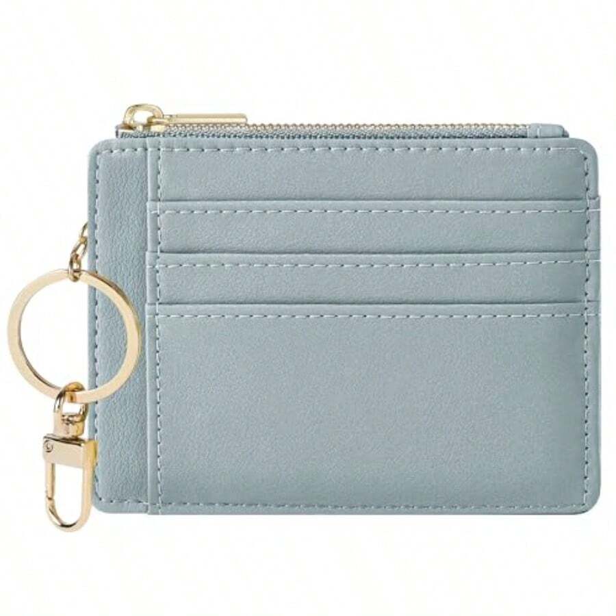Sodsay Card Case Slim Front Pocket Wallet For Women Credit Card Holder With Keychain - Smooth Blue Classic - View 1