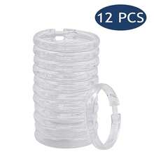 Clear Plastic Shower Curtain Rings, 12 PCS Circular Plastic Shower Curtain Hooks For Bathroom Shower Curtain Rod, Clear Shower Hooks For Shower Curtain, O Shaped Shower Rings For Curtain,Clear - 清除 - 查看 8