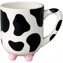 Boston Warehouse Udderly Cow Taza de cerámica con patas de silicona antideslizantes, 567 ml(Tradicional) - Multicolor - Ver 1