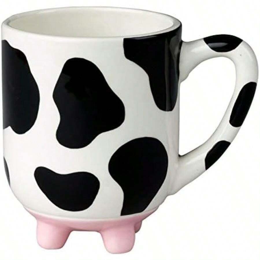 Boston Warehouse Udderly Cow Taza de cerámica con patas de silicona antideslizantes, 567 ml(Tradicional) - Multicolor - Ver 1