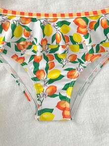 年轻女孩柠檬印花吊带泳衣 - 彩色 - 查看 3