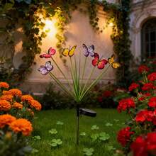 1个/2个太阳能蝴蝶萤火虫灯，圣诞太阳能LED蝴蝶球灯/花萤火虫灯 - 发光户外花园灯，节日装饰，适用于户外庭院、花园、草坪和路径照明，氛围灯，圣诞庭院装饰灯，耐用塑料结构，独特设计，防风雨设计，家庭园艺爱好者的选择 - 彩色 - 查看 9