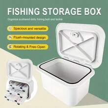 Marine Storage Box With Deck Hatch Inspection Cover - Heavy-Duty ABS Marine Toolbox, Large Capacity Fishing & Boat Storage Organizer With Rotating Lid,  Ideal For Deck, Dock - White - View 7