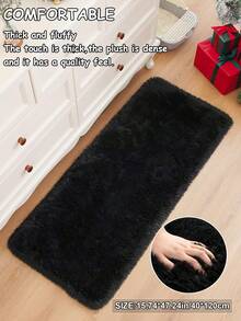 1 块厚实柔软的客厅/卧室地毯，豪华高绒黑色长毛地毯，易于清洁的装饰地毯，现代简约北欧风格毛绒柔软亲肤地垫，多种尺寸可选，适合全年使用，家居装饰，理想的圣诞节/情人节/秋季礼物 - 黑色 - 查看 16