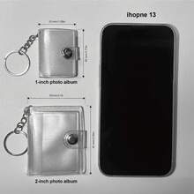 1个/2个迷你亮白色相册钥匙扣，16张容量1英寸口袋式证件照相册，简约优雅学生便携相册 - 無色 - 查看 11