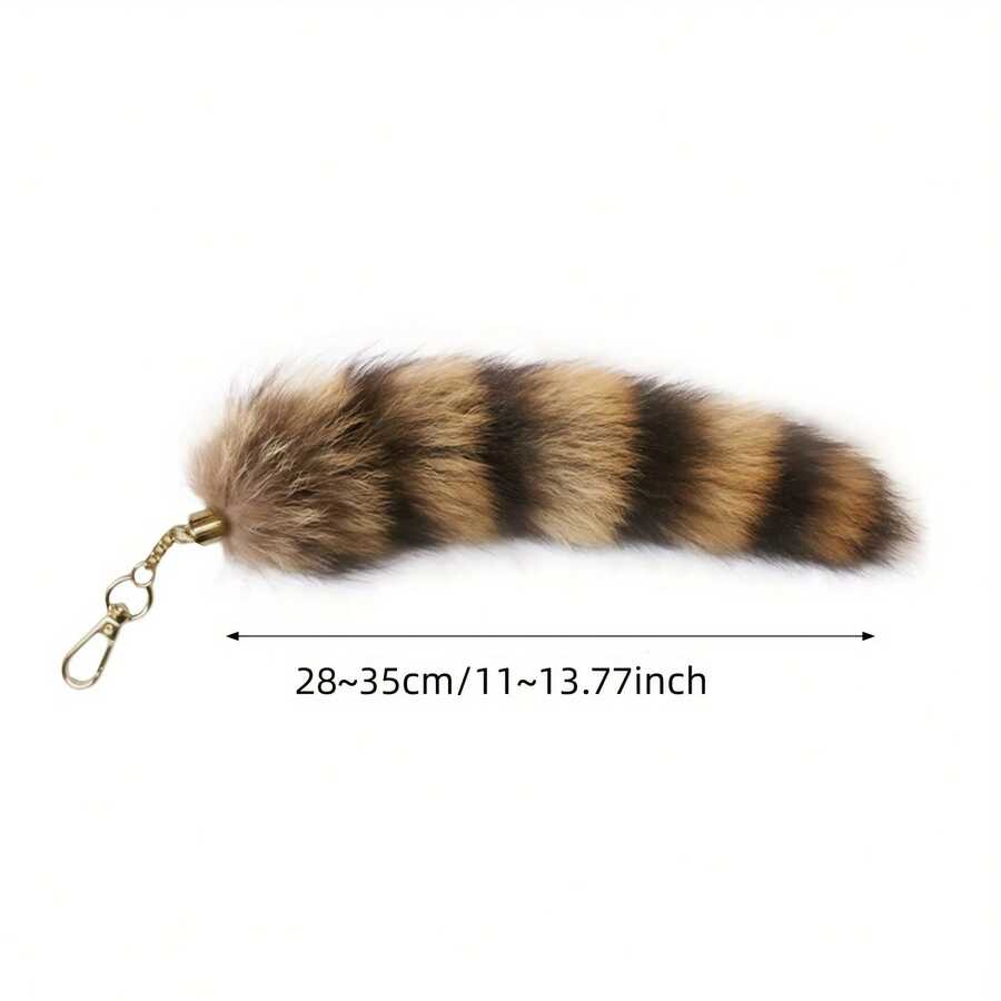 Raccoon Tail Fur Pendant Keychain - 浣熊尾巴吊墜 - 查看 1