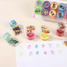 Paw Patrol 10件套汪汪队卡通印章套装，包含Chase、Skye、Rubble等图案，是完美的生日派对礼物、学校奖励，适合生日和节日派对（款式随机） - 彩色 - 查看 2