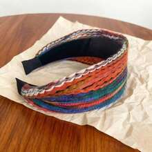1pc Women's Embroidered Headband, Retro Fashion Headband Striped Casual, Hair Band, Hair Hoop