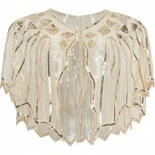 Shawl Wraps Sequin Beaded Evening Cape Bridal Shawl - Beige-3 - View 1