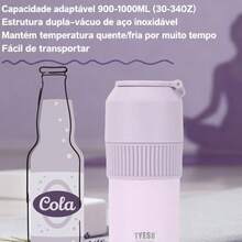 TYESO 900-1000/350-680 Ml Thermal Bottle, Available In Two Sizes. Keeps Drinks Cool Inside, Maintaining The Temperature Of Hot Or Cold Beverages For Up To 24 Hours. Ideal For Physical Activities, Sports, Work, School, Birthday Gifts, And Christmas Presents. - Roxo - 查看 7