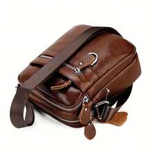 A High-Quality Men's Shoulder Bag Made Of Genuine Leather, Crafted From Premium Cowhide – With An Adjustable Shoulder Strap, Robust And Durable, Suitable For Everyday Use And Travel, Stylish And Versatile, Perfect For Casual Outfits. - 棕色 - 查看 4