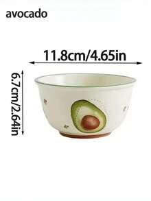 Ceramic Rice Bowl - Cute Fruit & Lucky Pattern Cartoon Design, Microwave Dinner Bowl For Daily Use, High-Quality Tableware - Multicolor - View 5