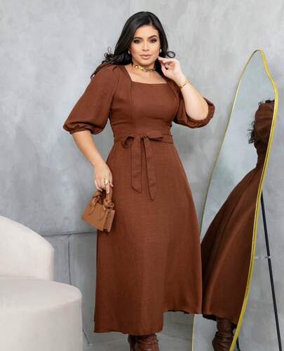 Vestido Midi Festa Delicado E Elegante Outono Inverno 2026