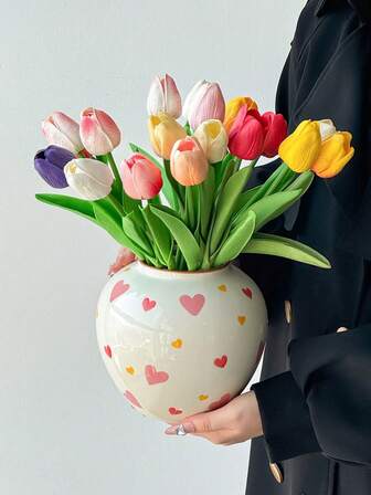 1pc Ceramic Vase - Heart Shaped Vase, Suitable For Modern Home Decor, Boho Decor, Room Decor, Home Decor, Kitchen Decor, Wedding Decor, Dining Table Centerpiece, Office Decor, Garden Decor, Birthday Gift And More