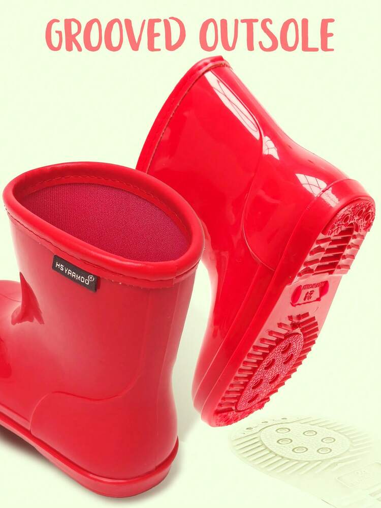 儿童户外雨靴，易于清洁，防水防滑，男女童均适用 - 紅色 - 查看 6