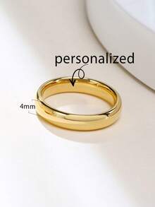 1pc Minimalist Personalized Laser Engraved Smooth Tungsten Steel Gold Color Ring, Couples Ring, Wedding, Valentine's Day, Thanksgiving, Christmas Gift For Girlfriend/Boyfriend - Gold - View 10