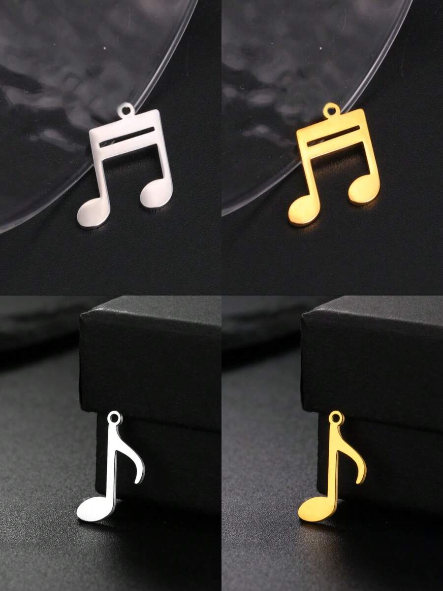 AMAXER 3pcs/Set Stainless Steel Music Note Pendant, Suitable For Handmade Necklace, Bracelet, DIY Jewelry Making, Holiday Gift, Wholesale - Simple Series - View 1