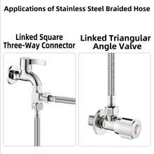 2根304不锈钢编织软管，适用于水龙头/马桶/热水器/浴缸/小便池供水，M20螺纹通用冷热水编织橡胶软管，耐热、耐腐蚀、防冻、耐用，长度：30/40/50/60/80/100/150/200厘米 - 銀色 - 查看 4