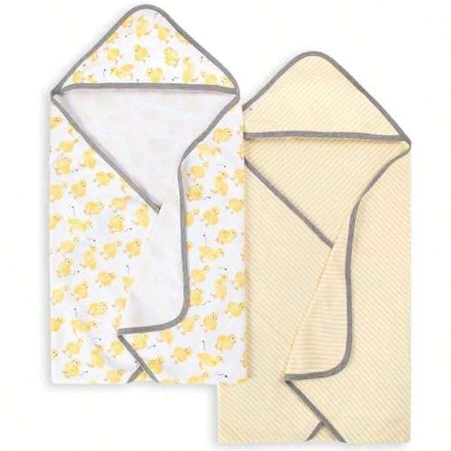 Burt's Bees Baby - Toallas con Capucha, Rizo de Punto Absorbente, súper Suave, de una Sola Capa, 100% algodón orgánico (Patos pequeños, Paquete de 2), 2 Unidades (Paquete de 1)(pequeños patos Paquete-de-2) - Multicolor - Ver 1