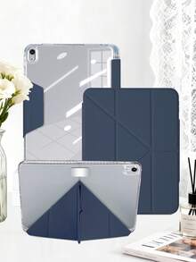 1个亚克力Y型折叠平板保护套，深蓝色，兼容iPad 9代10.2英寸/Air 4/5、10代10.9英寸、Pro 11英寸、12.9英寸、Air 11英寸（M2）2024/M3 2025、iPad（A16）11英寸/11代2025、Air 13英寸（M2）2024、Mini 6/7、9.7英寸、10.5英寸等型号，磁吸式闭合，多角度支架，笔槽，高透明亚克力外壳，睡眠/唤醒功能，休闲/简约/经典/商务风格，双面保护膜，使用前请撕掉。 - 深藍 - 查看 2