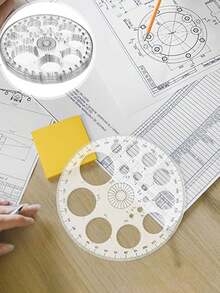 1pc Full Circle Colorful Protractor, Round Shaped Template Ruler, Essential For Handicrafts, 360 Degree Rotatable With Circle And Angle Scales, Suitable For Drawing, Sewing, Office And Study Supplies, Colorful Protractor Special Edition, 4.55 Inch Diameter, Ideal For Handicrafts, Sewing And Design Projects, Sewing Ruler,Rulers - Clear - View 3