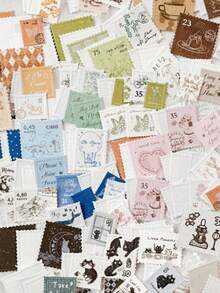 复古浮雕花卉印章贴纸，DIY文具贴纸，可爱卡通风格创意趣味，防水，糖果贴纸，手机贴纸，适用于装饰日记、拼贴画、剪贴簿、笔记本、手工艺品、水瓶、吉他、滑板、自行车、摩托车、头盔、行李箱等。 - 粉色 - 查看 2