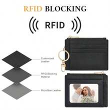 Sodsay Card Case Slim Front Pocket Wallet For Women Credit Card Holder With Keychain - Smooth Black - View 5