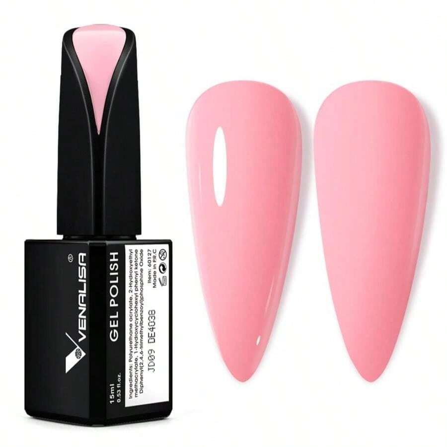 VENALISA 15ml Pink Gel Nail Polish, Light Pink Gel Polish Nude Pink Color Soak Off UV LED Nail Art Starter Manicure Salon DIY At Home, 0.53 OZ - ColorW - 查看 1