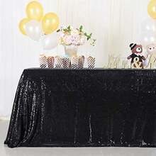 B-COOL - Mantel Rectangular de Lentejuelas para San Valentín, Navidad, 60 x 102 Pulgadas, sin Costuras, Tela de Lentejuelas Rojas, para decoración(228.6 x 228.6 cm (Cuadrado) Negro -) - Multicolor - Ver 4