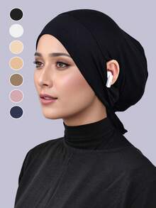 1pc Women's Solid Color Rhinestone Headband, Headscarf With Criss-Cross Front, Soft Modal Lining, Easy To Wear Hair Sleep Cap - Solid Color - View 13