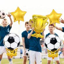 5pcs Football Cup Champion Balloon Set, Includes Champion Cup Balloon, Football Cup Balloon, Pentagram Balloon, For Football Sports Theme Party, Football Match, Birthday Party Decoration, Football Birthday Party Supplies, Home Decor - Multicolor - View 5