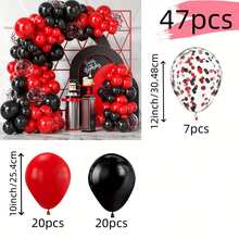 109pcs Black And Gold Balloon Arch Diy Kit, Simple Wedding Decoration For Birthdays, Weddings, Engagements, Outdoor Photography, Shower Party, Farm, Balloon Arch Decoration, Shower Party Decoration, Bachelor Party Gender Revealing Decoration, Christmas Can Be Diy Matched - Black and Red - View 10
